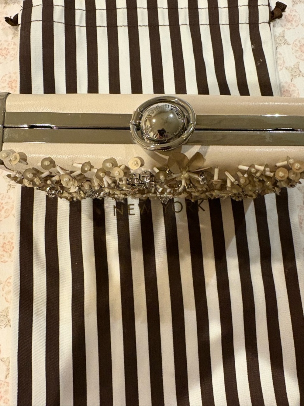 Henri Bendel clay colored embellished metallic clutch purse - Picture 11 of 11